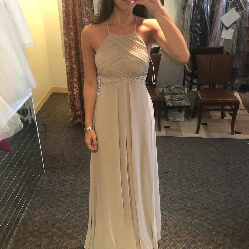 #LEVKOFF HIGH-NECK LONG BRIDESMAID DRESS